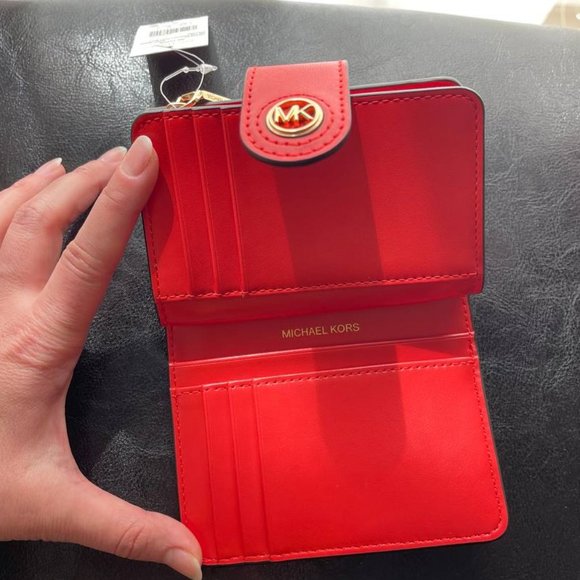 NWT Michael Kors Charm Small Leather Wallet Card Case Burnt Sienna - Picture 5 of 12